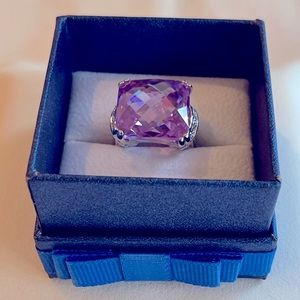 Vintage Violet Gemstone Ring, 925 Silver
